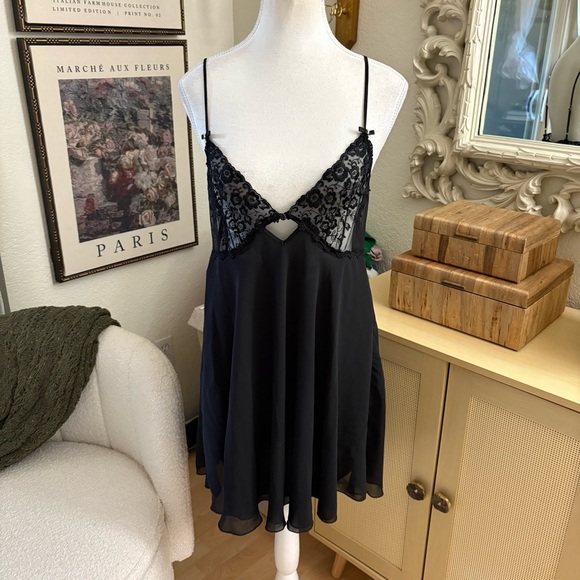 CHRISTIAN DIOR Black Lace Slip Dress lingerie Mini Y2K Size Medium -  threedaughtersproperties.com